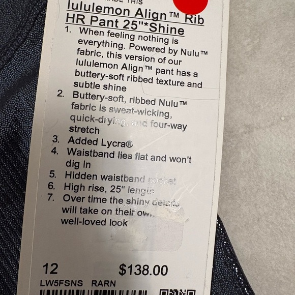 Lululemon Align Rib HR 25’’ Radiate Foil Print Black Night Size 12 - Picture 4 of 10